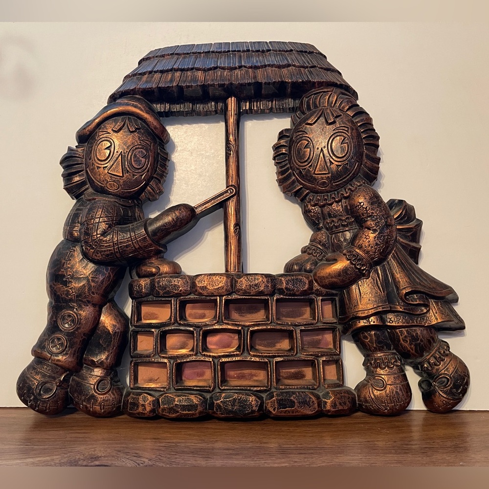 Vintage Coppercraft Ragedy Anne and Andy art deck mcm wall decor